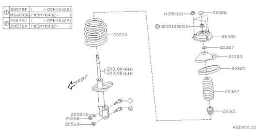 Amortiguador Delantero (Original). Subaru Forester 2006-2008