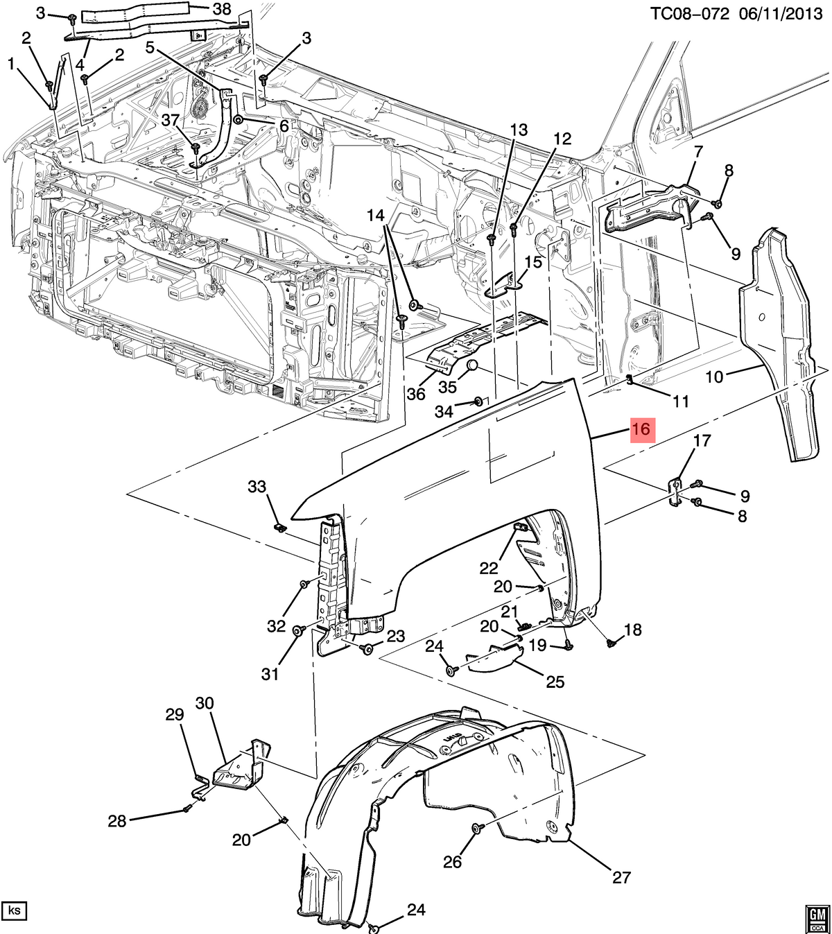 Guardafango Delantero. Chevrolet Silverado 1500 2014-2019
