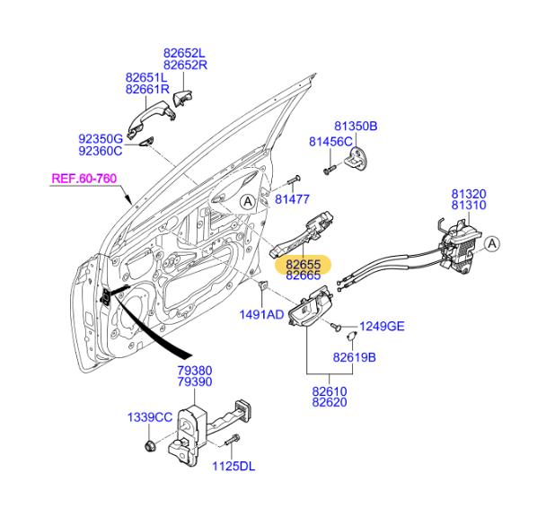 Base de Manija Externa (Original). Hyundai i20 Active 2015-2021
