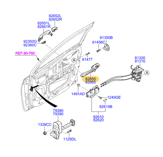 Base de Manija Externa (Original). Hyundai i20 Active 2015-2021