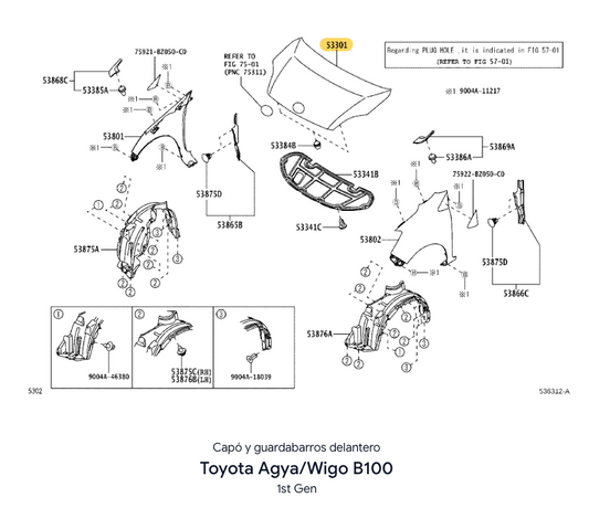 Tapa de Motor. Toyota Agya 2017-2023