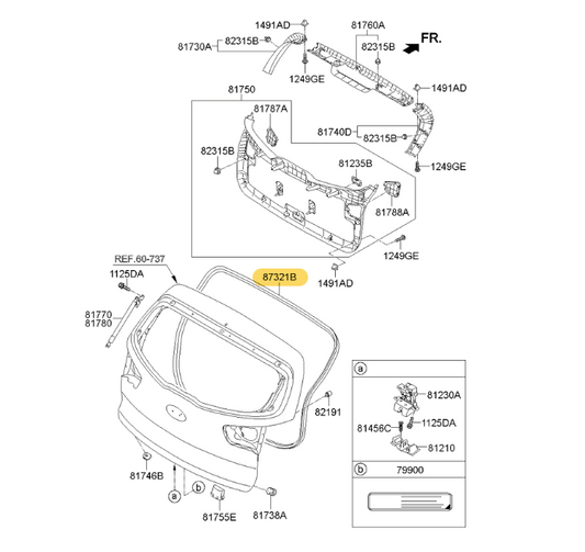 Burlete de Goma Compuerta Trasera (Original). Kia Sportage 2011-2016
