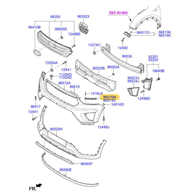Brackets Superiores Defensa Delantera (Originales). Hyundai Creta 2015-2019