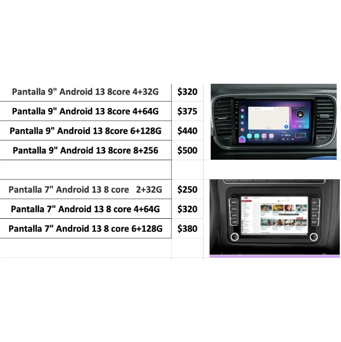 Pantalla Android Volkswagen Beetle 2012-2019