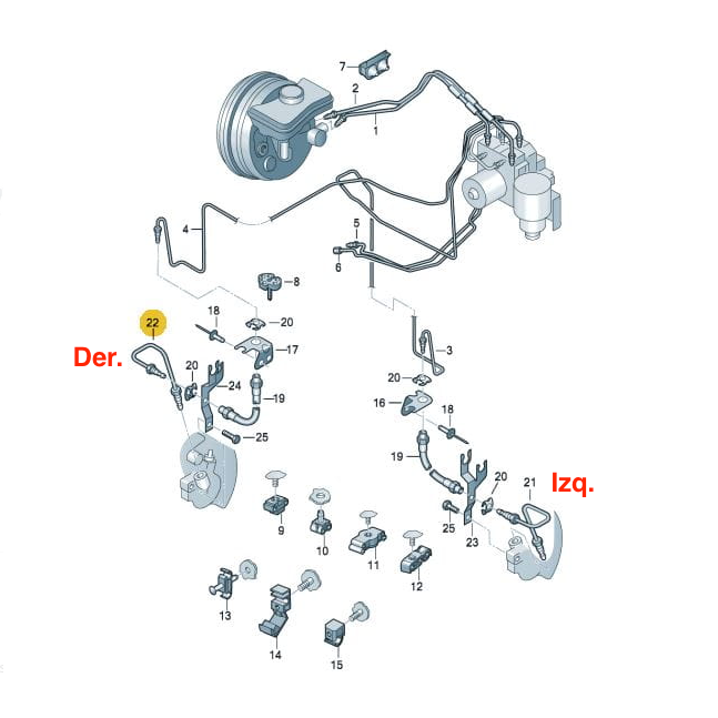 Tubería de Línea de Freno Delantero. Audi Volkswagen Seat