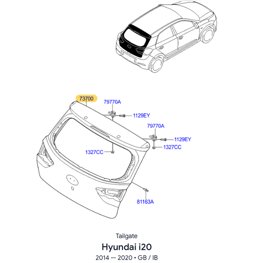 Compuerta Trasera. Hyundai i20 2014-2020