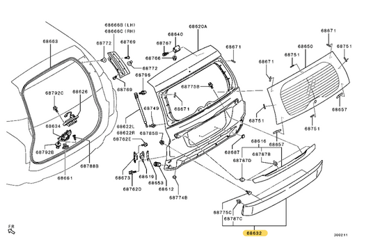 Moldura Inferior Compuerta Trasera. Mitsubishi Montero Sport 2015-2021