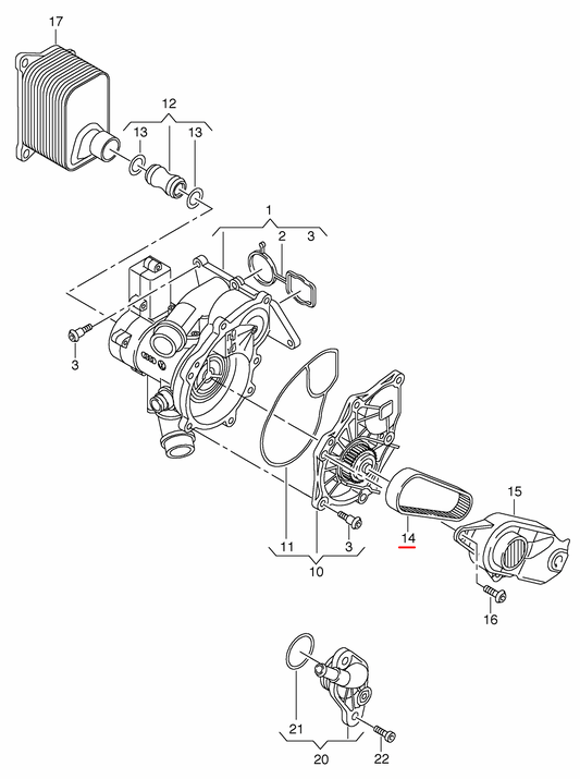 Correa de Bomba de Agua. VW Audi 2013-2024