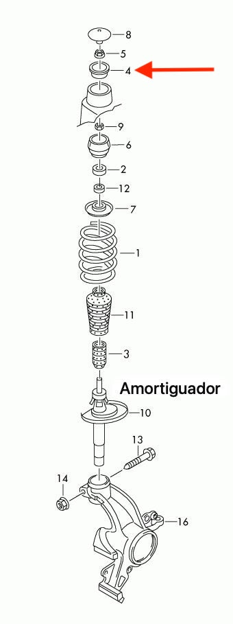 Topes Superiores de Amortiguador Delantero (Set 2pcs). Audi A1 2010-2018