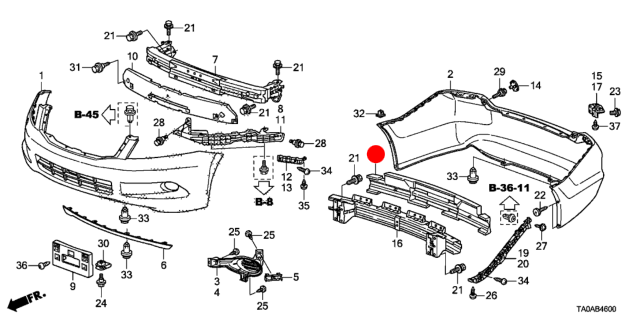 Refuerzo Absorbedor de Impactos Defensa Trasera (Foam). Honda Accord 2008-2012