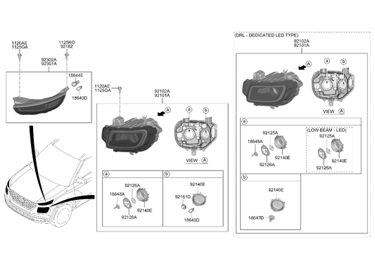Headlight without LED. Hyundai Venue 2020-2024