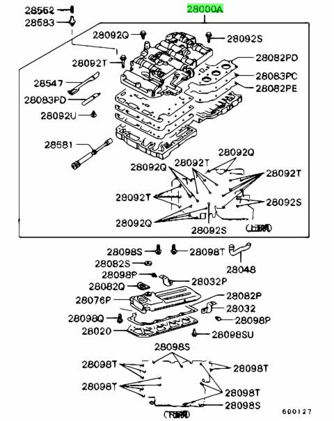 Cuerpo de Válvulas de Transmisión Automática V4A51 (4FA/T), V5A51. Mitsubishi Montero Nativa L200