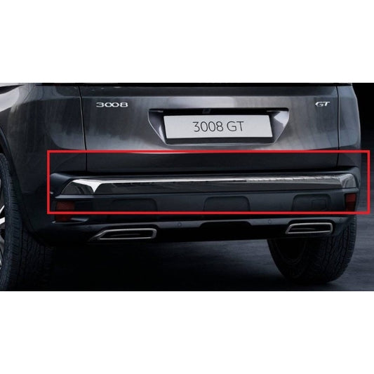 Moldura Central Cromada Defensa Trasera. Peugeot 3008 II 2017-2021