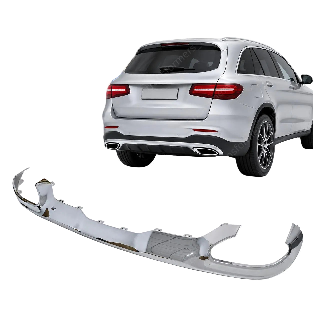 Moldura Inferior Cromada Defensa Trasera. Mercedes Benz GLC X253 2015-2019