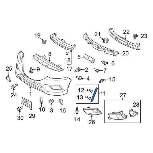Moldura Lateral Defensa Delantera. Mazda CX-9 2013-2015