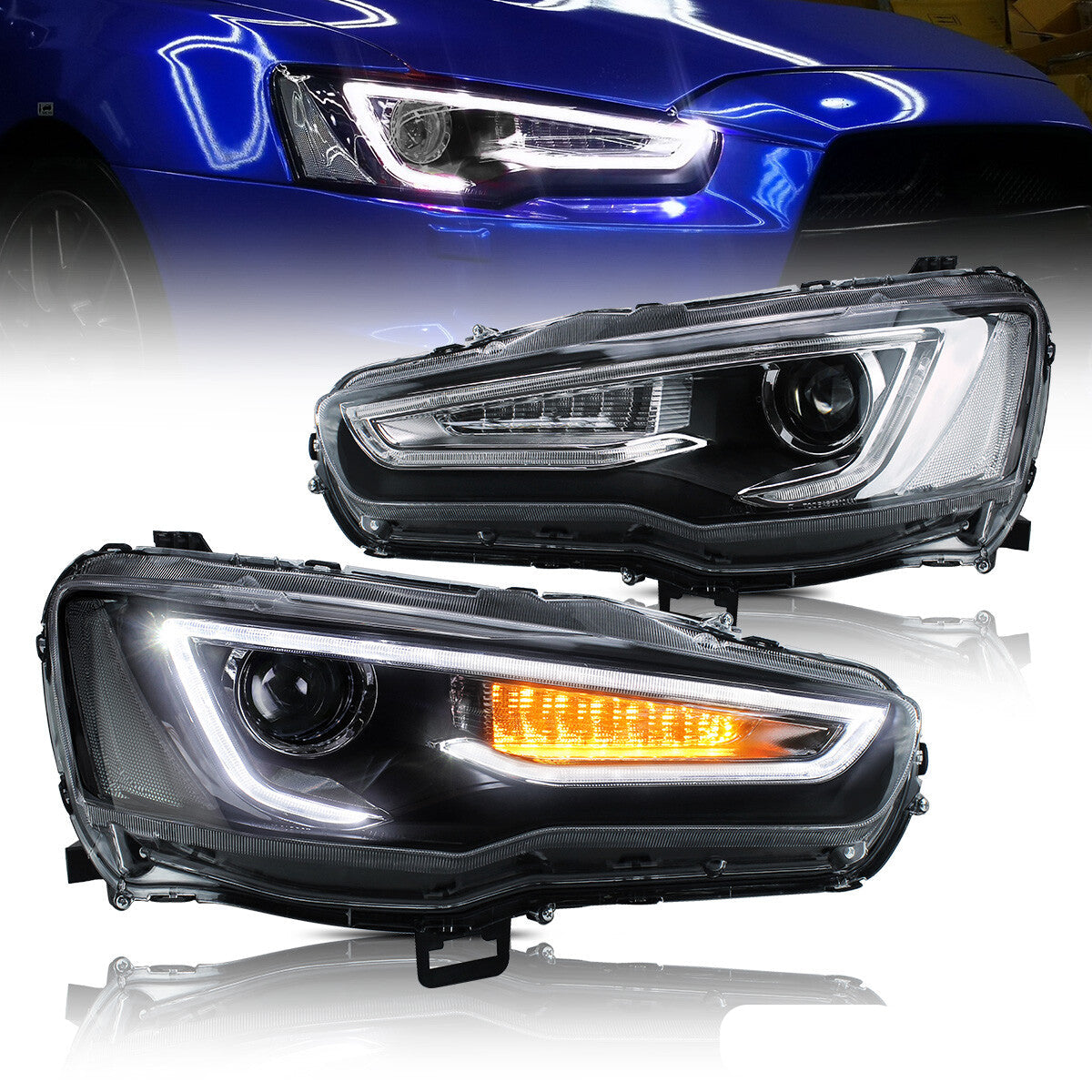 LED Headlights. Mitsubishi Lancer 2008-2017