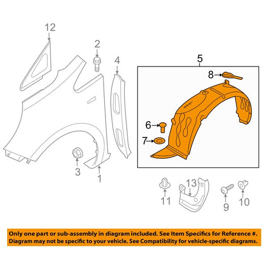 Front Fender Liner. KIA Rio 2016-2017 Sedan/Hatchback