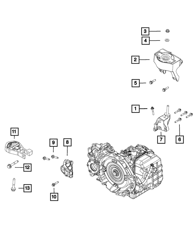 Bases de Motor y Transmisión (Set 4pcs). RAM ProMaster 2014-2021