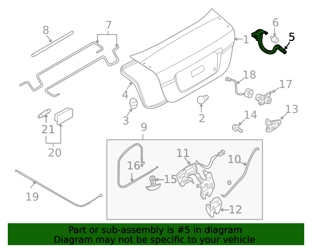 Bisagra de Tapa de Baúl. Chevrolet Aveo 2007-2013 Sedán T250