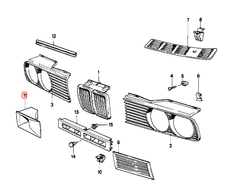 Ductos de Aire Defensa Delantera. BMW Serie 3 E30 1988-1991