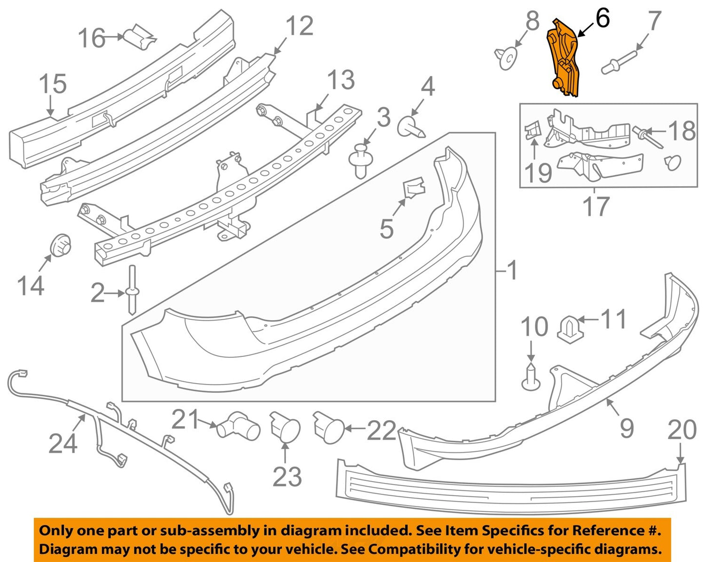 Bracket Defensa Trasera (Original). Ford Edge 2011-2014