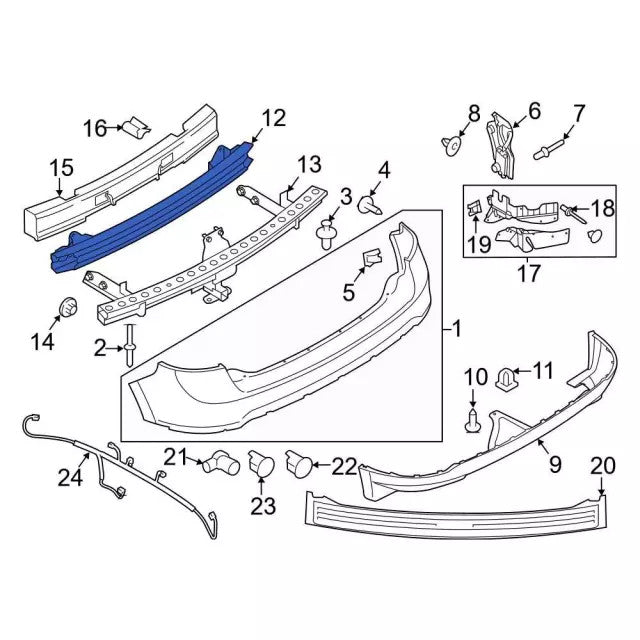 Refuerzo Metálico Viga de Impacto. Ford Edge 2011-2014