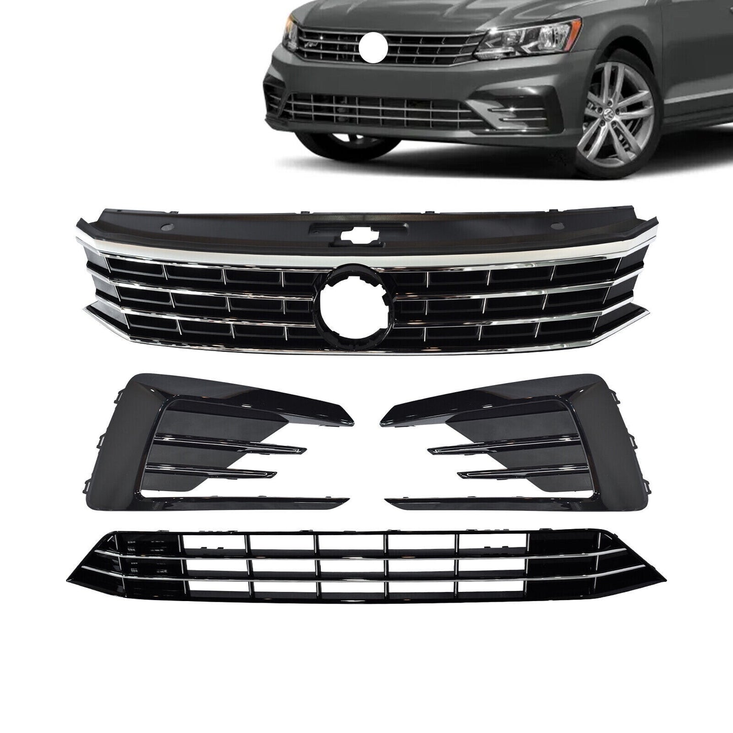 Set Parrillas Delanteras estilo R-Line- Volkswagen Passat 2016-2019