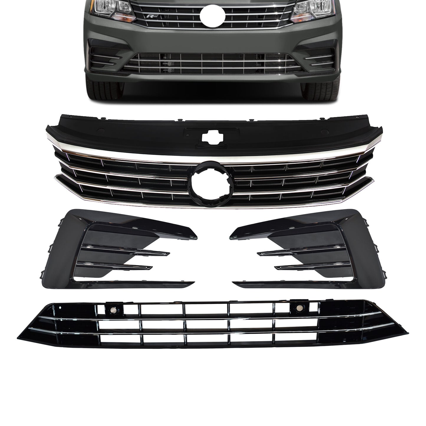 Set Parrillas Delanteras estilo R-Line- Volkswagen Passat 2016-2019