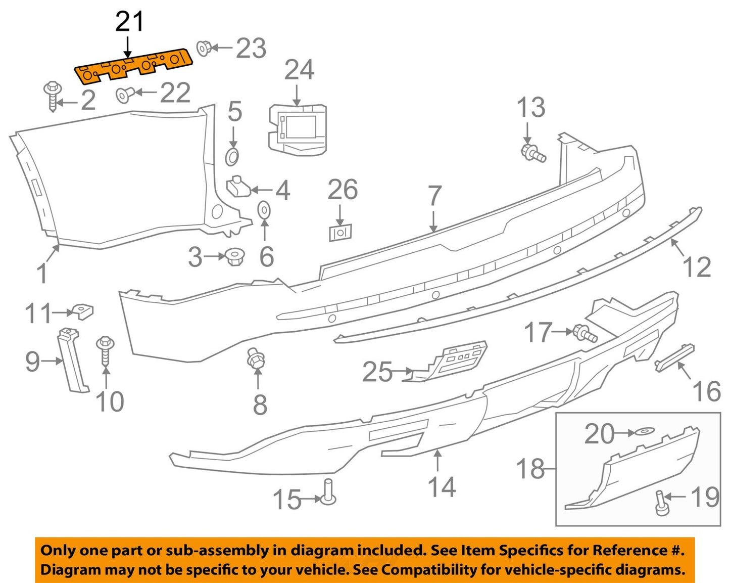 Bracket (Soporte) Defensa Trasera. Chevrolet Traverse 2018-2024