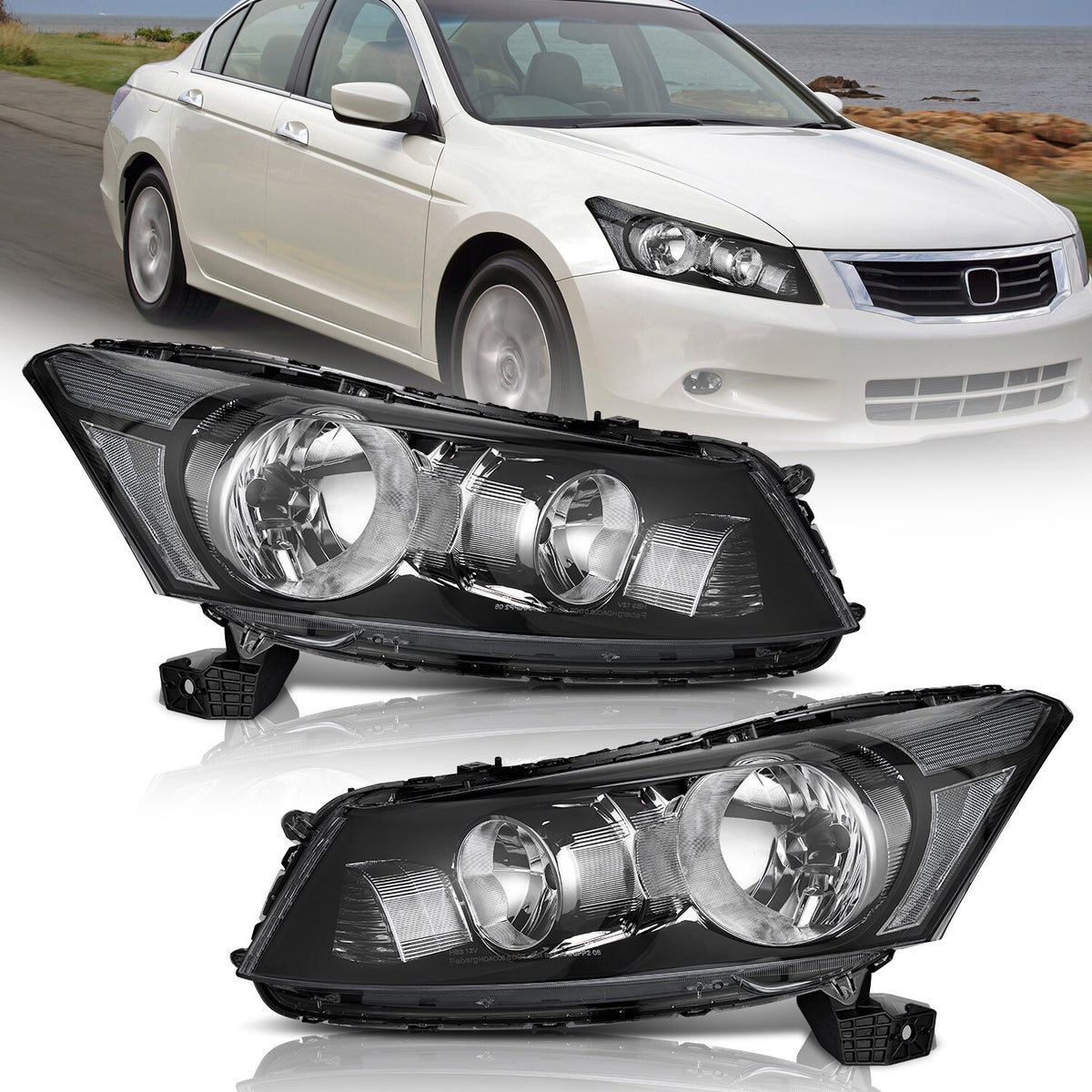 Faros Delanteros Carcasa Negra. Honda Accord 2008-2012