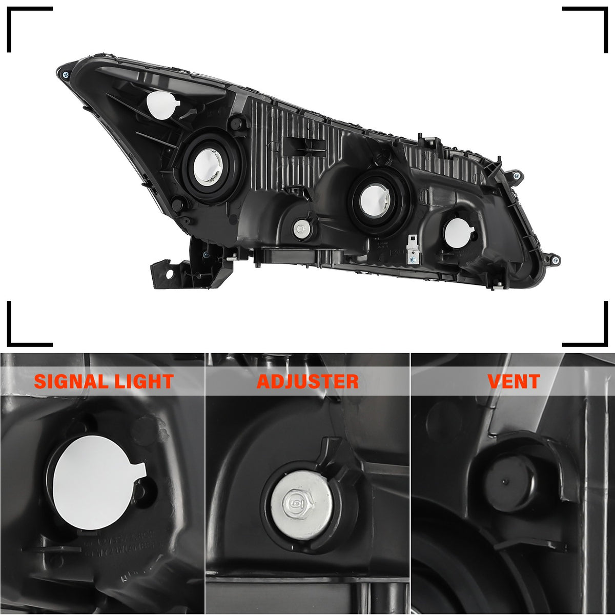 Faros Delanteros Carcasa Negra. Honda Accord 2008-2012