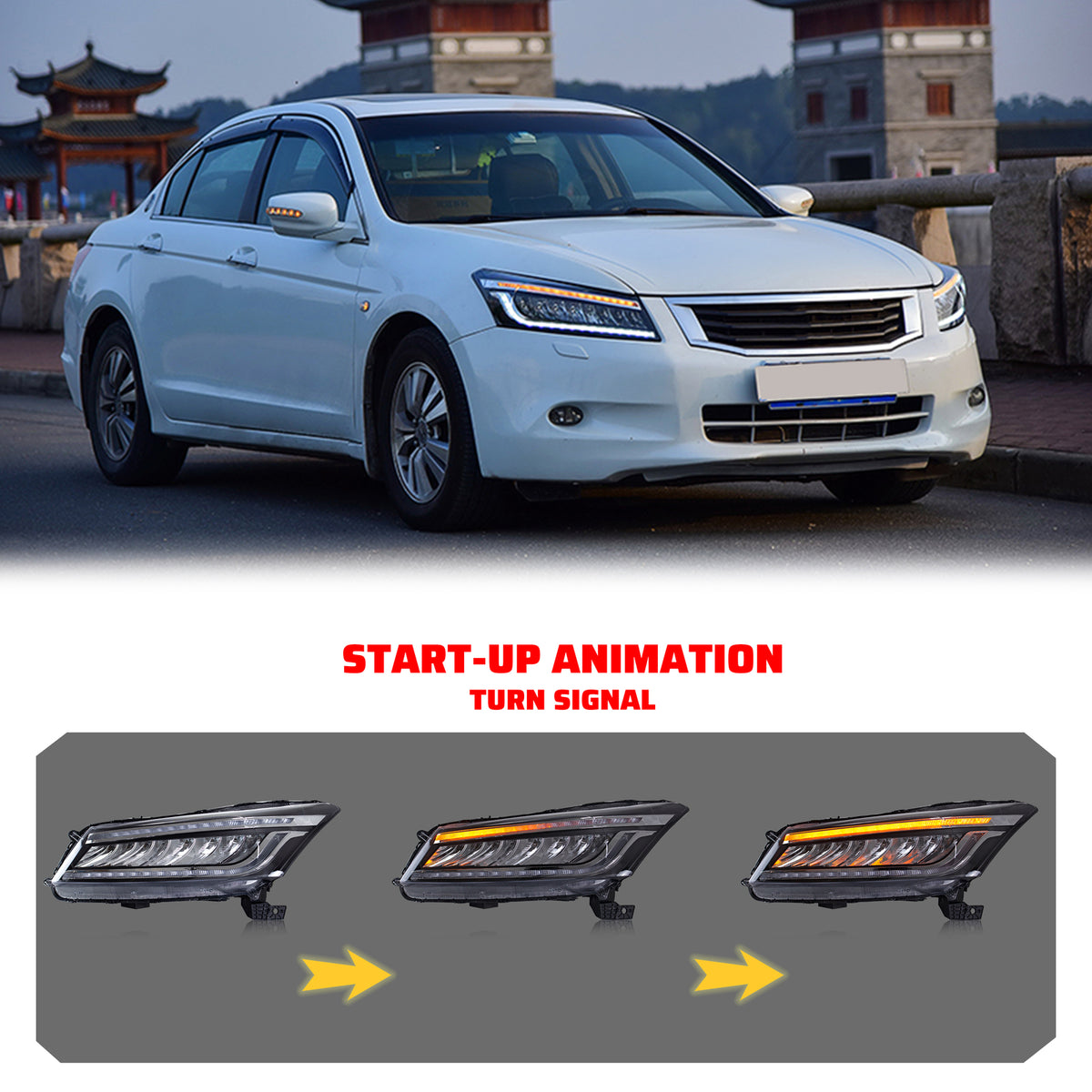 Faros Delanteros secuenciales LED. Honda Accord 2008-2012