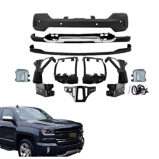 Defensa Delantera Completa + Brackets. Chevrolet Silverado 1500 2016-2019