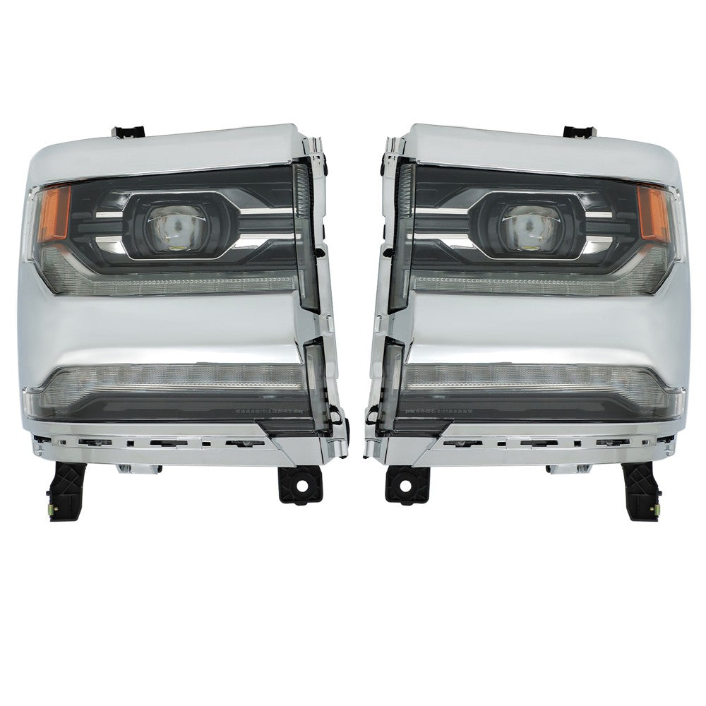 Faros Delanteros (Bisel Cromado). Chevrolet Silverado 1500 2016-2019