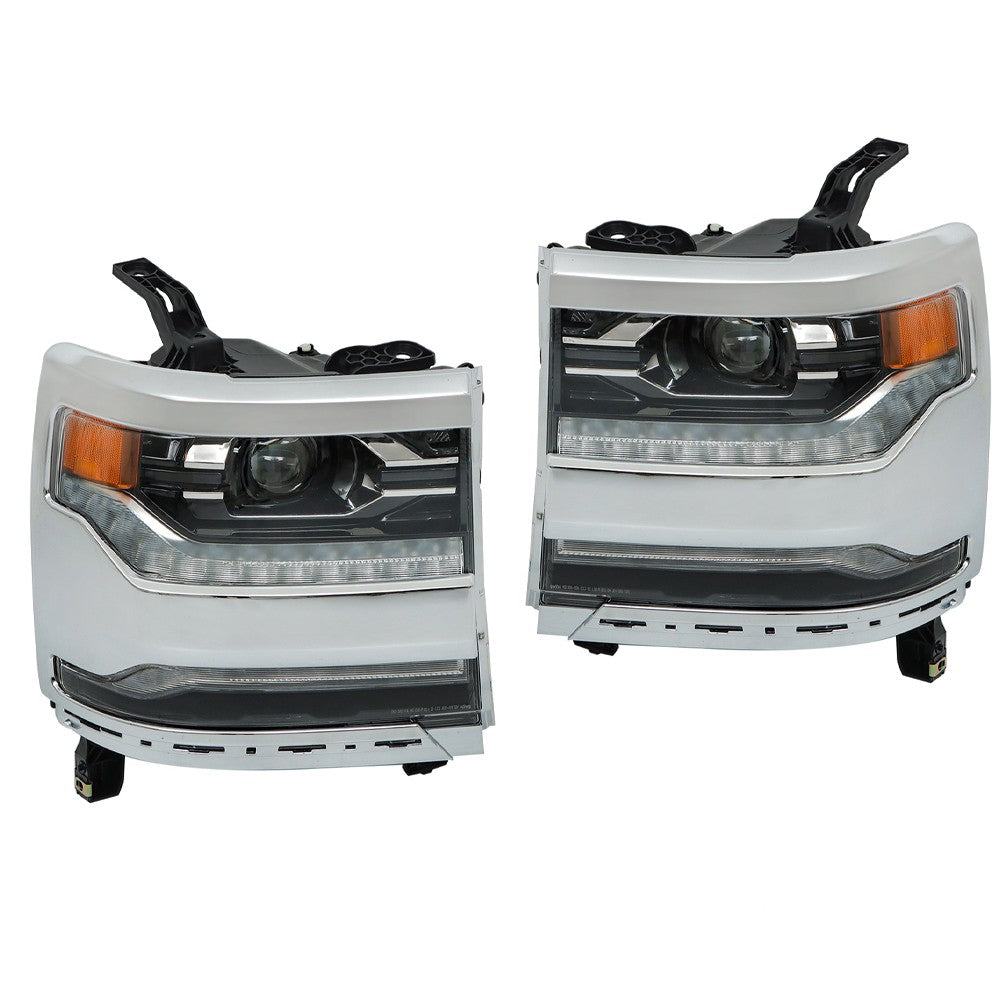 Faros Delanteros (Bisel Cromado). Chevrolet Silverado 1500 2016-2019