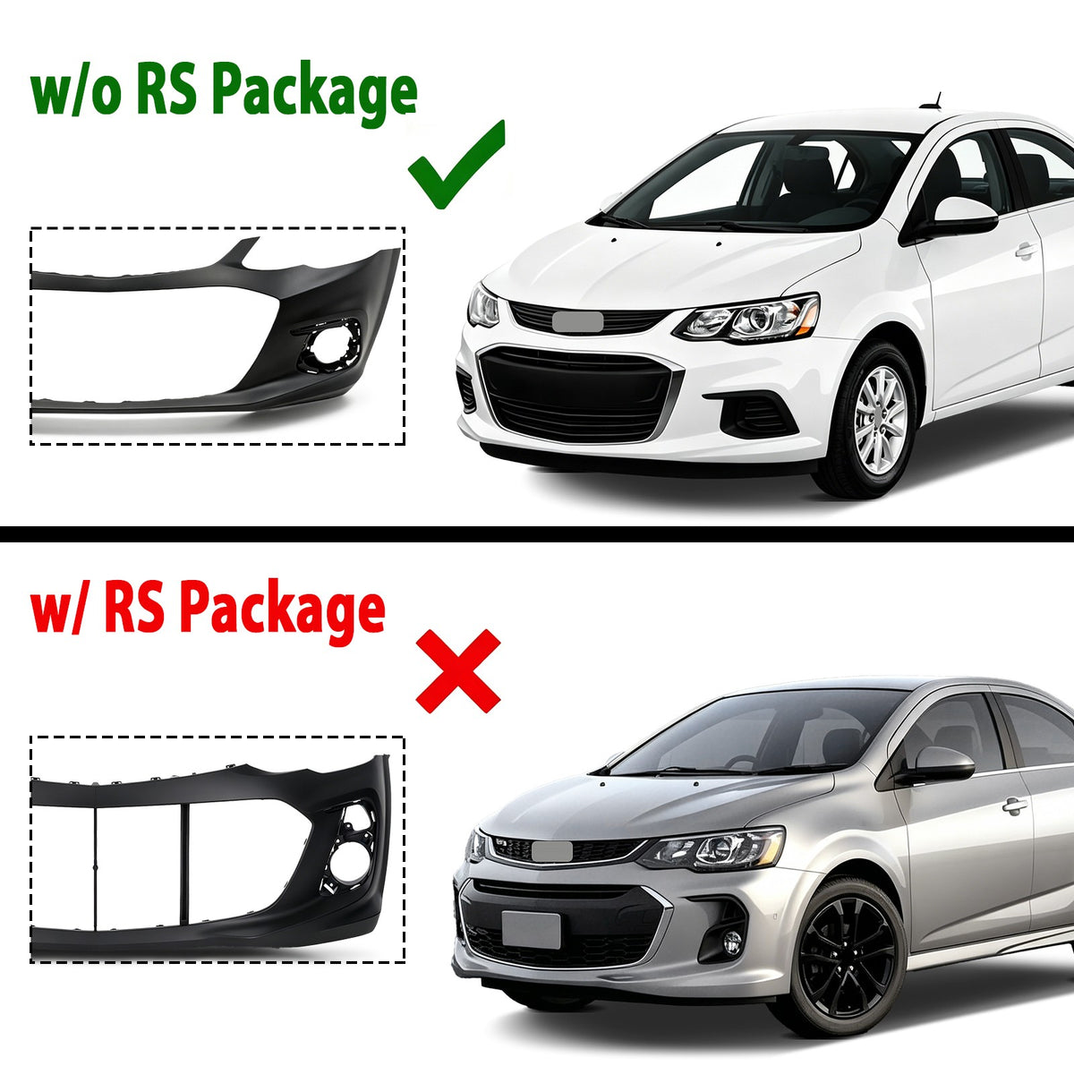 Defensa Delantera Sin Paquete RS. Chevrolet Sonic 2017-2020