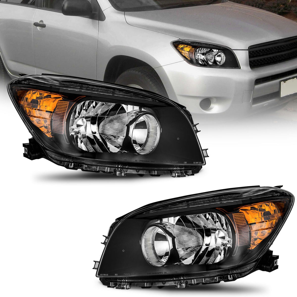 Faros Delanteros Black Case. Toyota RAV4 2006-2008