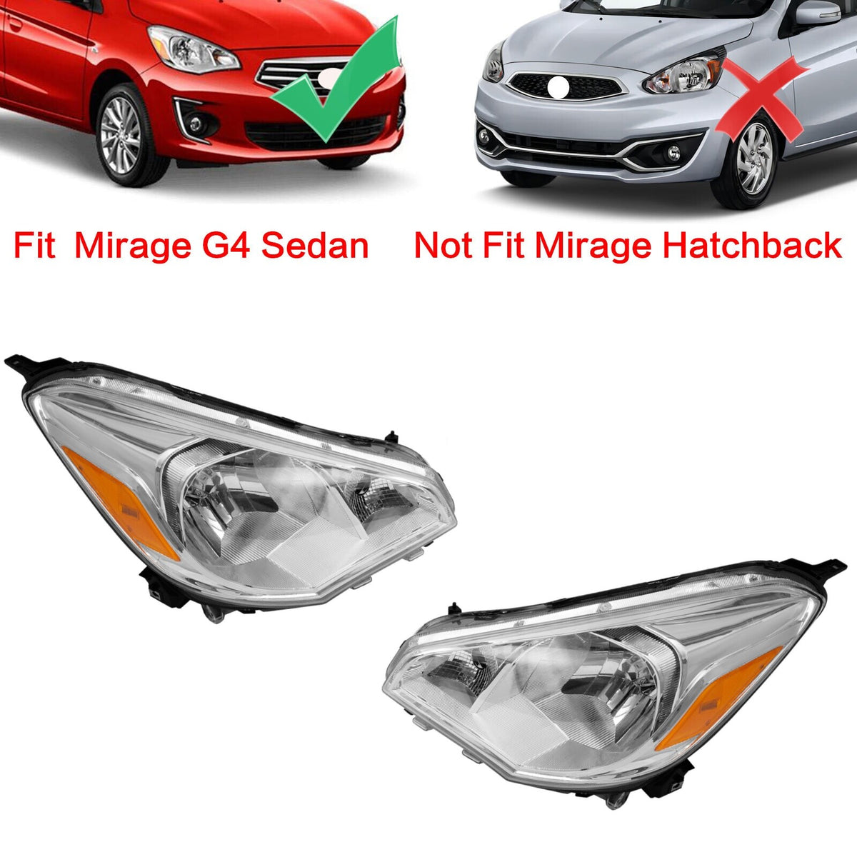 Faros Delanteros C/Reflector Ambar. Mitsubishi Mirage G4 2017-2020 (sedán)