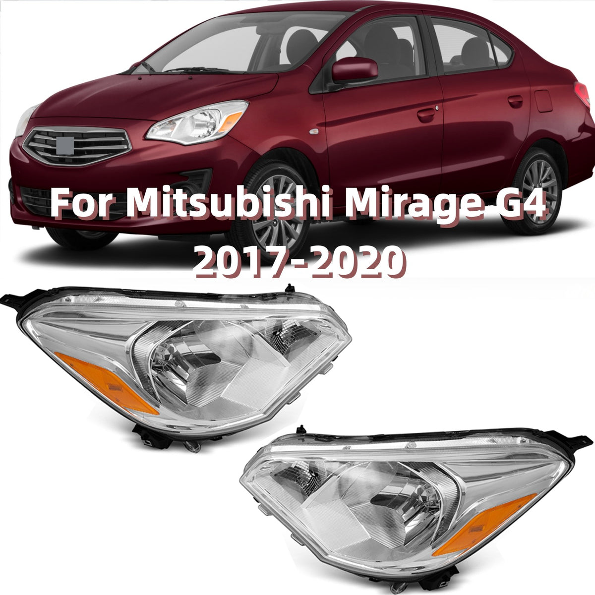 Faros Delanteros C/Reflector Ambar. Mitsubishi Mirage G4 2017-2020 (sedán)