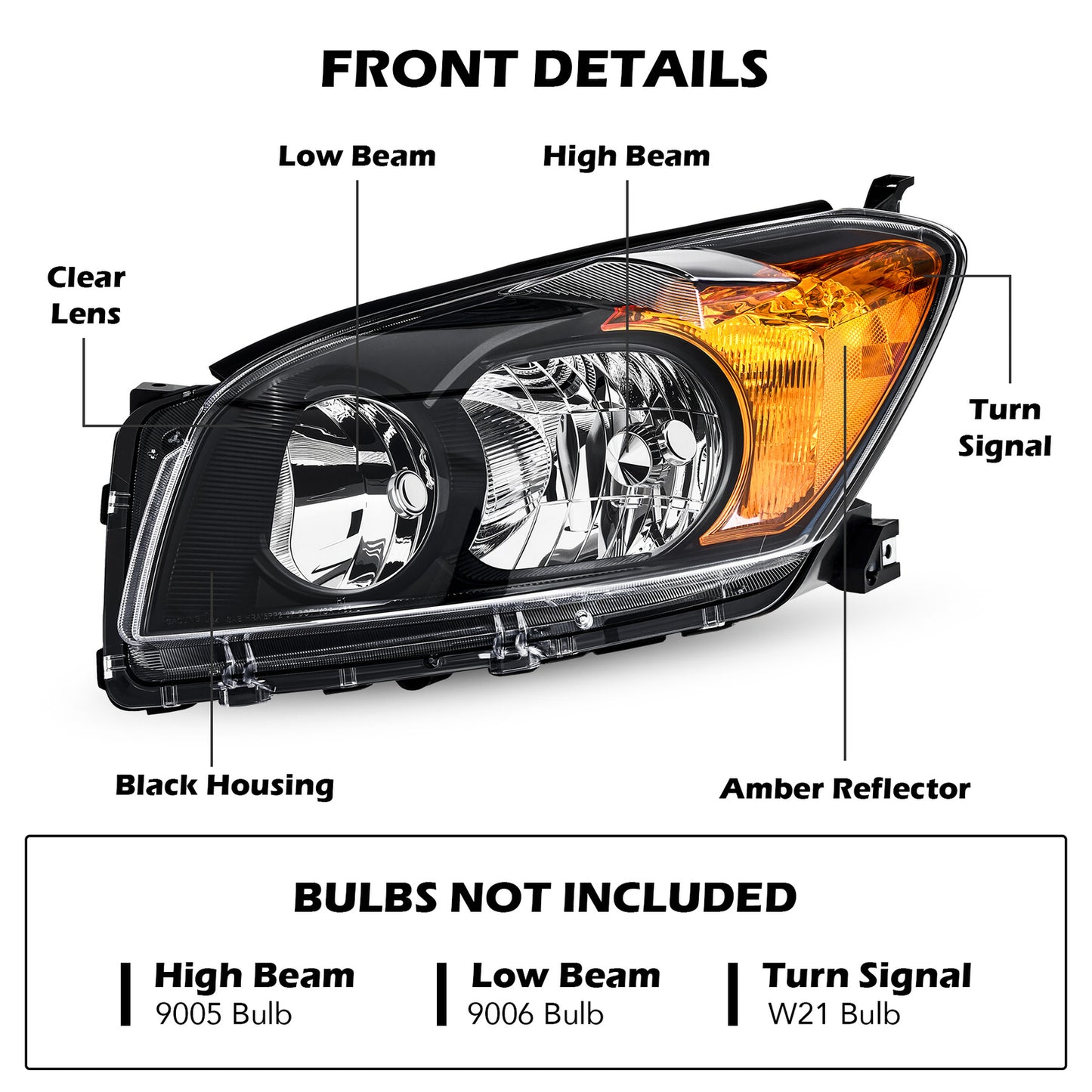 Faros Delanteros Aftermarket Fondo Negro. Toyota RAV4 2009-2012