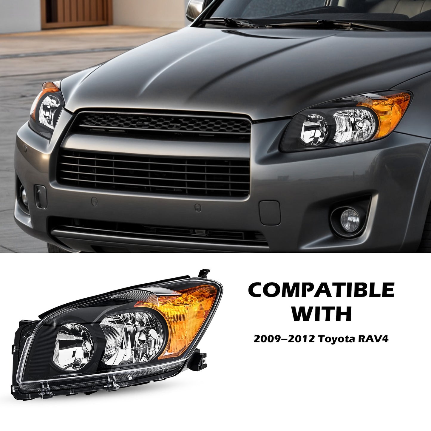 Faros Delanteros Aftermarket Fondo Negro. Toyota RAV4 2009-2012