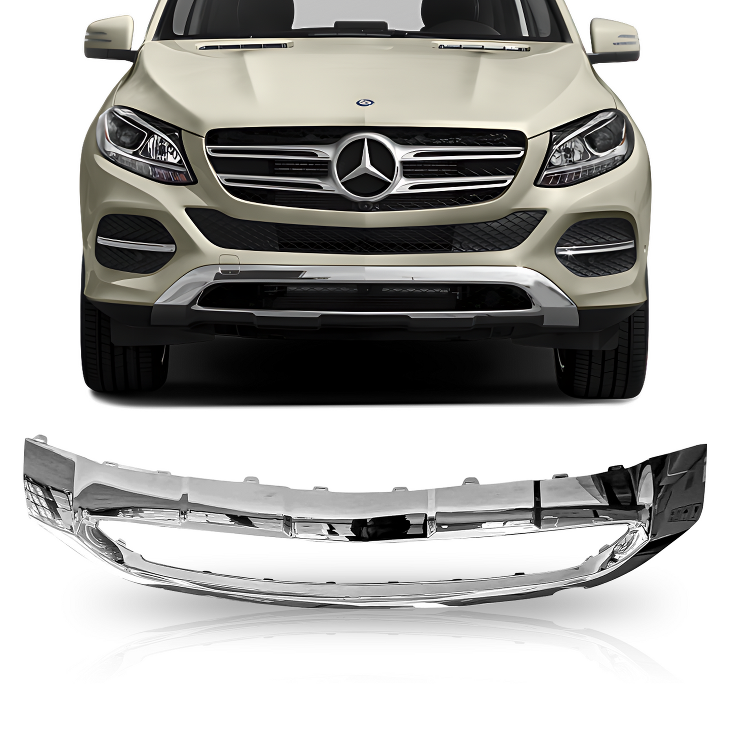Moldura Cromada Defensa Delantera. Mercedes Benz GLE 2016-2019