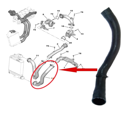 Tubería de Aire del Sistema Intercooler 9820100680. Peugeot 308 3008 5008 Partner 2017-2024