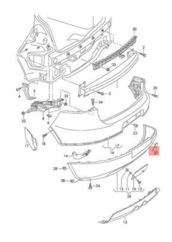 Cubierta de Gancho de Remolque defensa trasera. Volkswagen Golf GTi 2006-2009