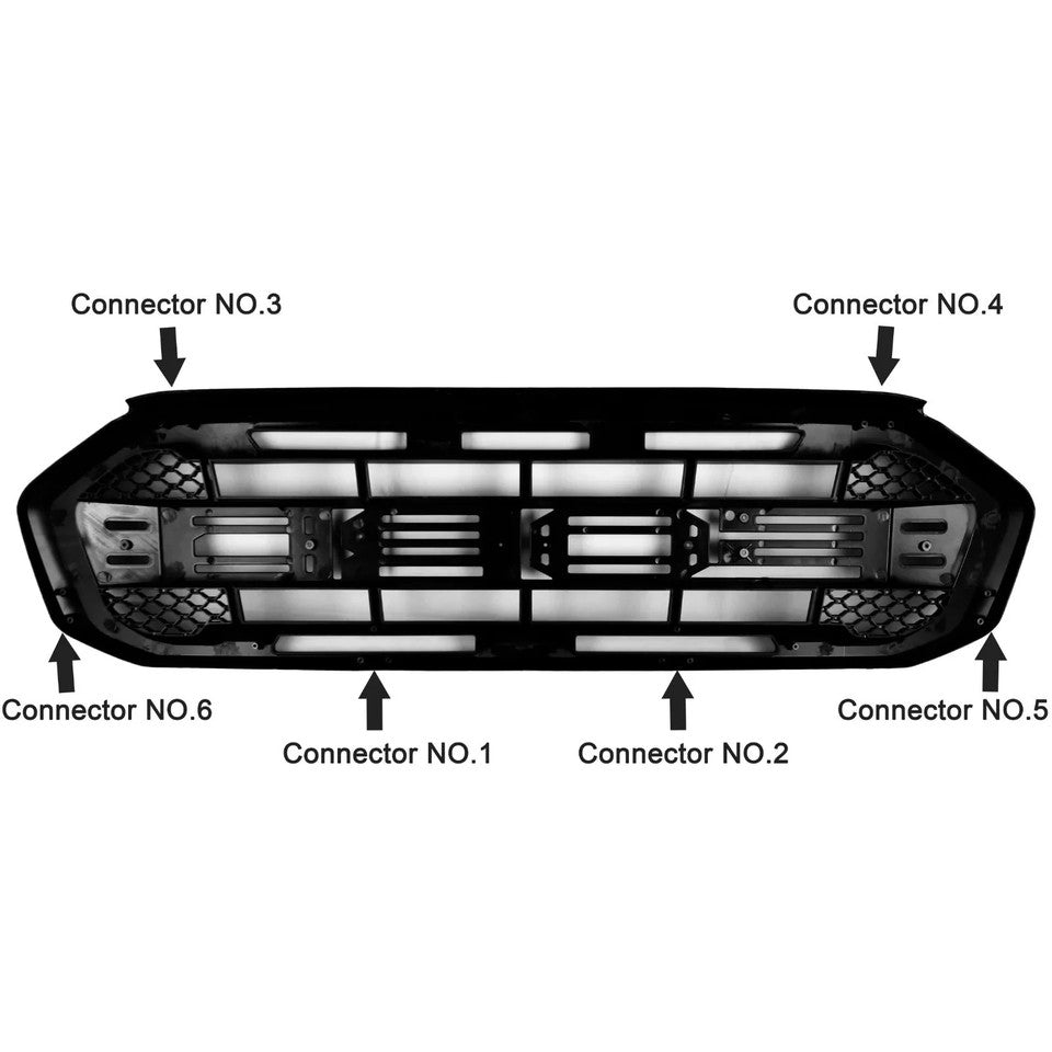 Raptor Style Front Grille with LED. Ford Ranger T8 2019-2023