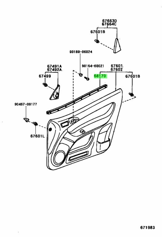 Burlete interno de Ventana Delantera. Toyota RAV4 3 puertas 2003-2006